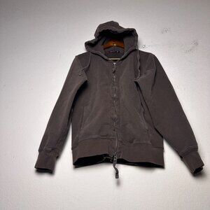 Alternative Double Zipper Cotton Heavy Hoodie Men M Full Zip Minimal Kanye Gym